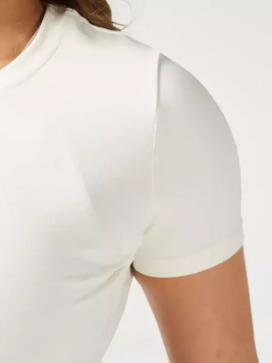Damen Crop T-Shirt Pearl White