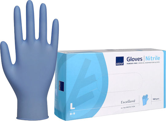 Abena Excellent Antimicrobial Nitrile Examination Gloves Powder Free Blue 100pcs