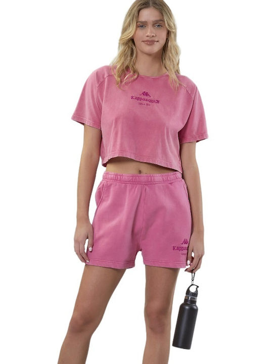 Kappa Authentic Femeie Supradimensionat Crop Tricou Pink