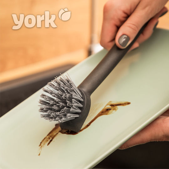 York Plastic Cleaning Brush with Handle Gray