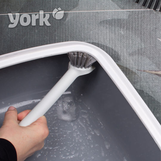 York Plastic Cleaning Brush with Handle Gray