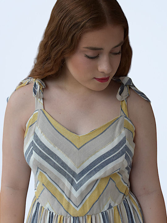 Sommer Midi Damenkleid Beige
