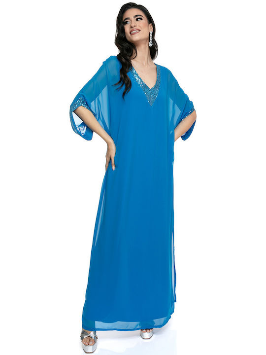 Anna Aktsali Collection Summer Maxi Dress Blue