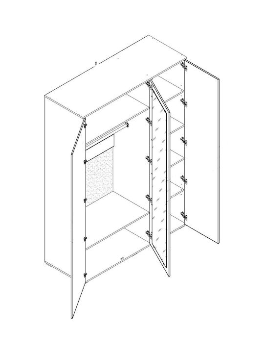 Τρίφυλλη Ντουλάπα Λευκή 149.8x55.3x210cm Τρίφυλλη Ντουλάπα Λευκή 149.8x55.3x210cm