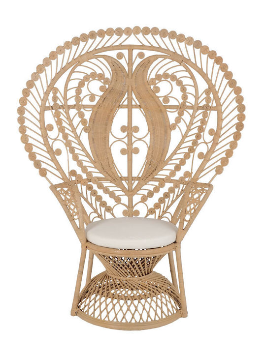 Fotoliu de exterior Rattan Emmaluelle Natural cu pernă 115x70x115cm