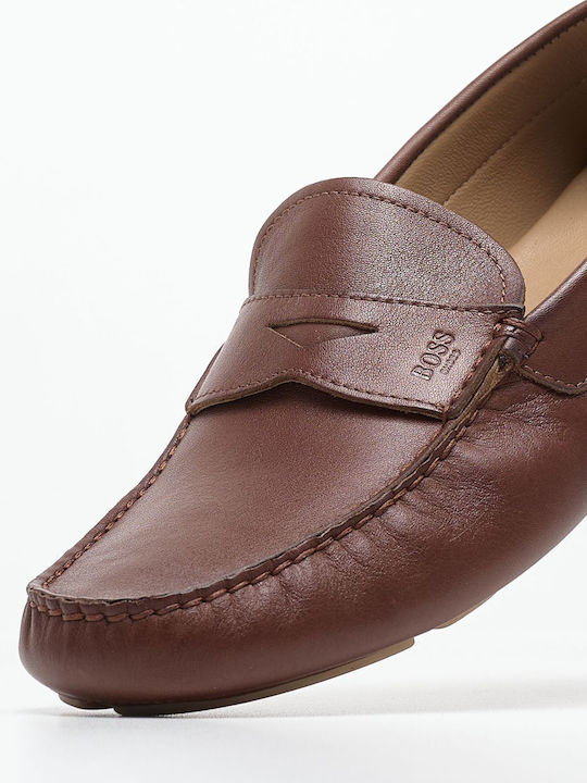 Boss Shoes Men's Leather Loafers Cognac Enno