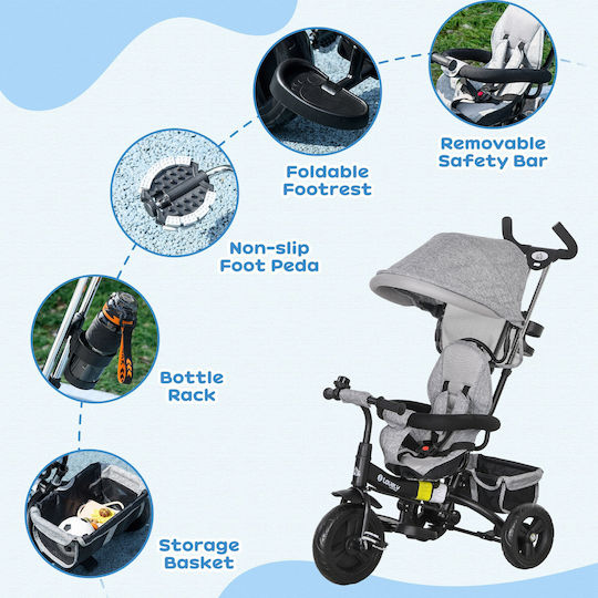 HomCom HomCom Kinderdreirad Wandelbar mit Elterngriff 6 in 1 für 1-5 Jahre Grau