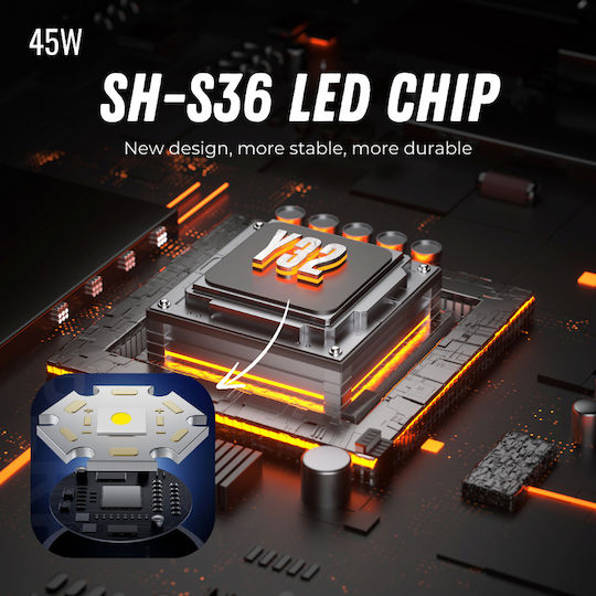 Ledholics Επαναφορτιζόμενος Φακός LED με Μέγιστη Φωτεινότητα 2500lm