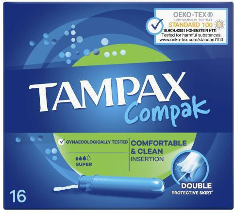 Tampax Ταμπόν Compak Super με Εφαρμογέα για Αυξημένη Ροή 16τμχ