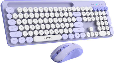 Havit ΚΒ832GCM Wireless Keyboard & Mouse Set English US Purple