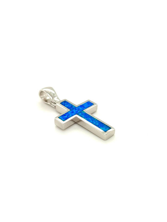 Pendant, silver (925°), Cross with artificial opal