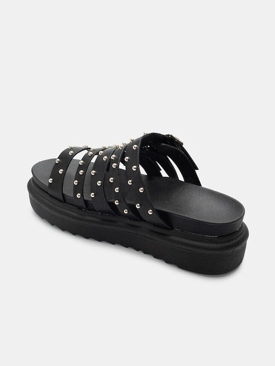 Flatform Sandals with Decorative Studs 4229001-black