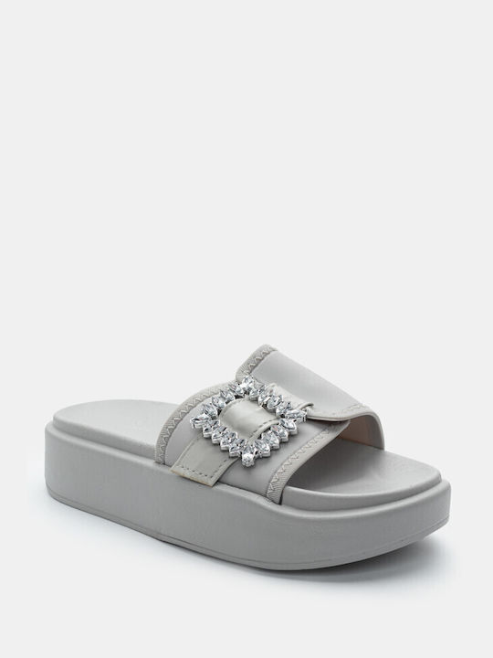 Luigi Damen Flache Sandalen in Gray Farbe