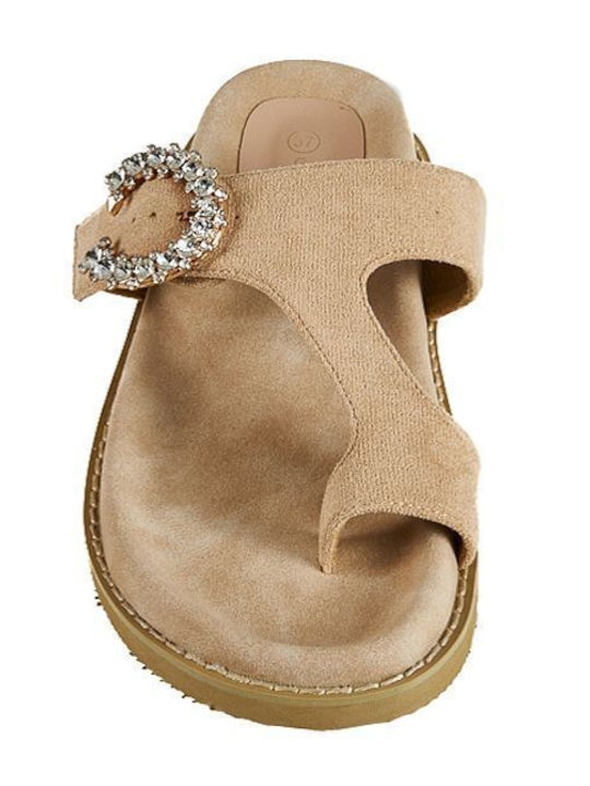 Flache Sandalen für Damen in Beige Farbe