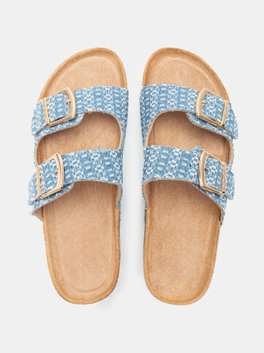 Luigi Women's Flat Sandals Flatforms in Light Blue Color