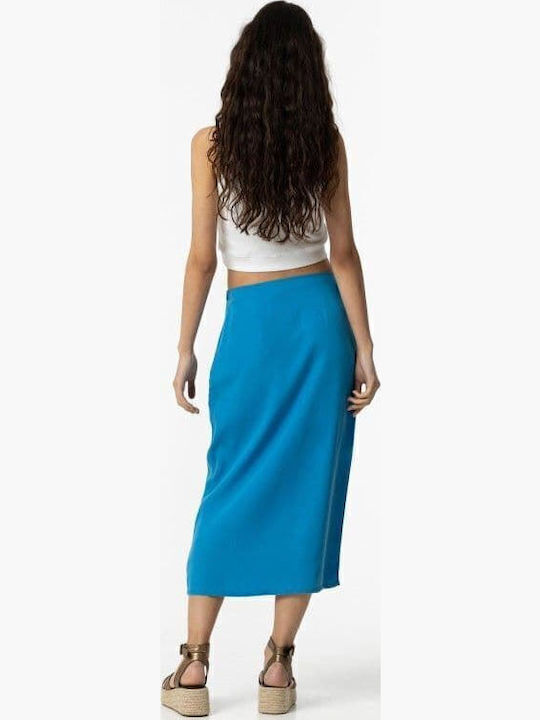 High-waisted Midi Skirt Envelope Blue