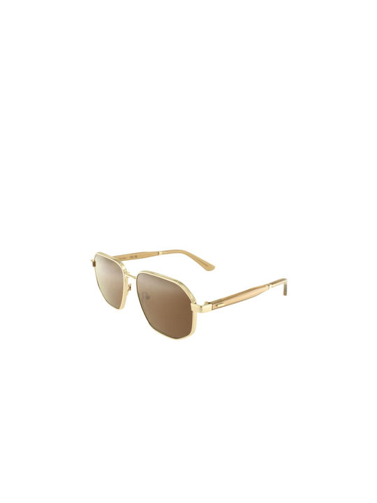 Calvin Klein Sunglasses with Gold Metal Frame and Brown Lens CK23102S 717