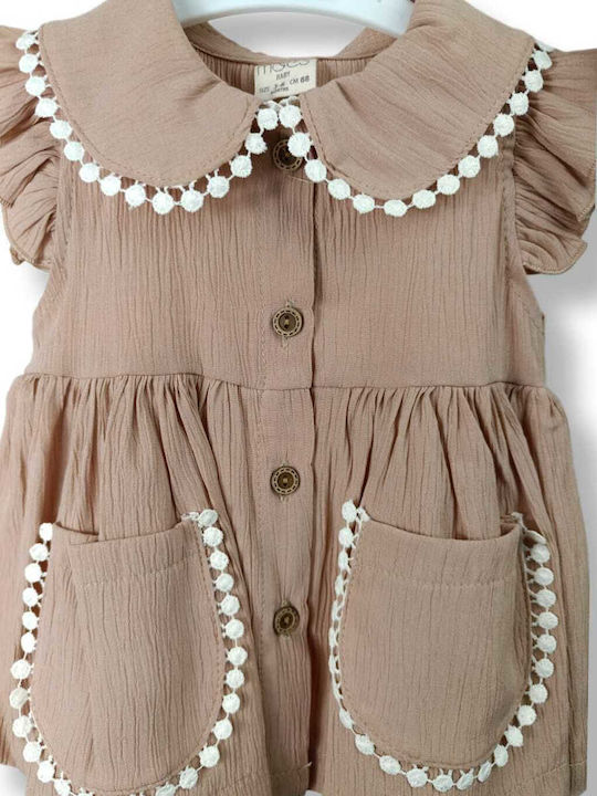 Trendy Shop Kids Dress Sleeveless Beige (#2418-41)