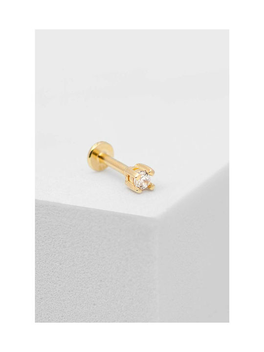 Ania Kruk Single Earring Bar made of Silver Gold Plated with Stones