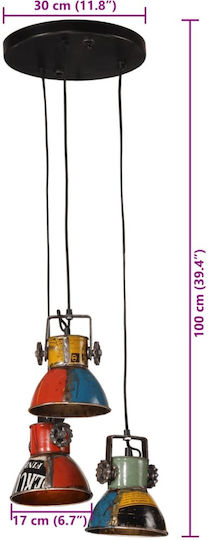 vidaXL Pendant Light Multicolour for 25 Bulbs E27 30x30x100cm