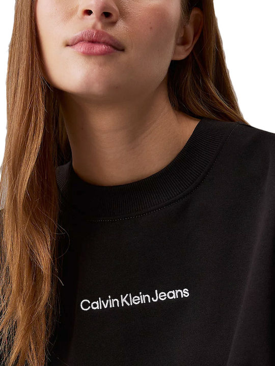 Institutional Crew Neck Sweater Lung Hanorac pentru femei Negru