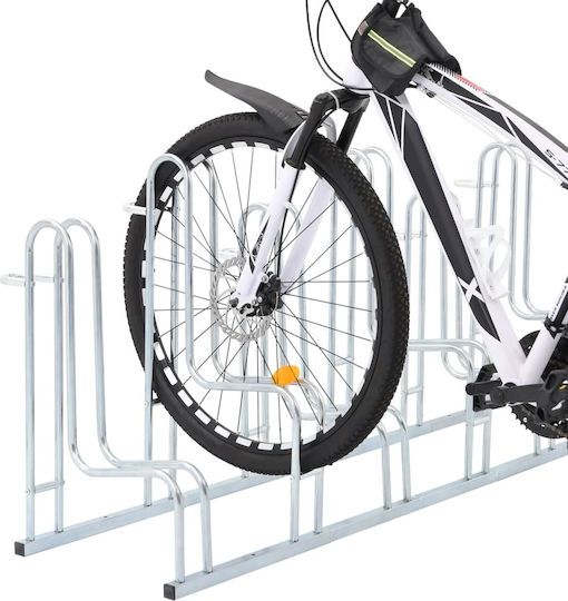 Bicycle Parking Stand 6 Bicycles Floor Galvanized Steel Silver 4005572