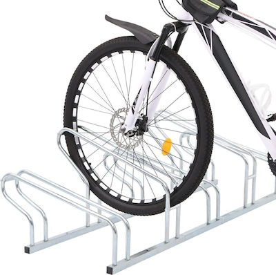 Bicycle Stand for 5 Bicycles Floor-Mounted Galvanized Steel 4005576 Silver