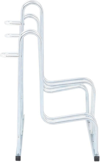 Bicycle Stand for 3 Bikes Floor-Mounted Galvanized Steel 4005569 Silver