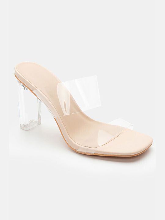 Luigi Damen Sandalen mit hohem Absatz in Beige Farbe