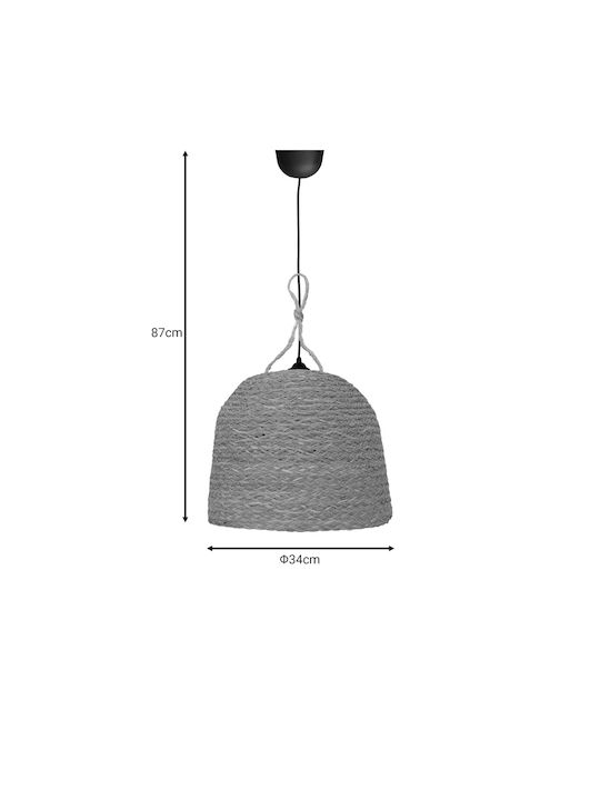 Inart Lamper Κρεμαστό Φωτιστικό Μπεζ Boho 34x34x87εκ.