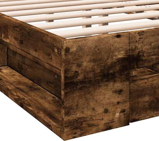 Kids Bed Classic Semi Double with Storage Space Brown for Mattress 120x190cm