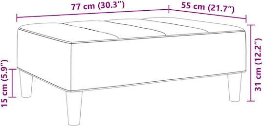 Hocker Fußhocker Gepolstert mit Samt Black 77x55x31cm