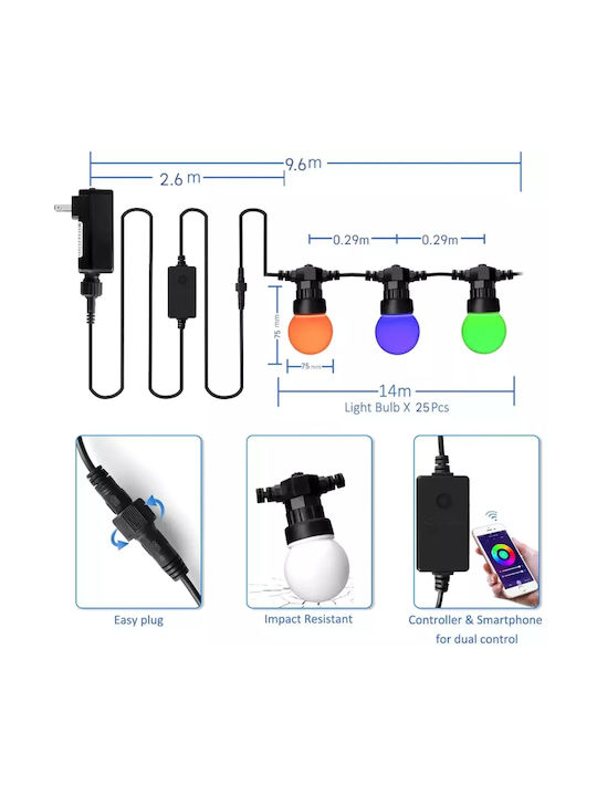 Водоустойчива Гирлянда За Осветление LED RGB