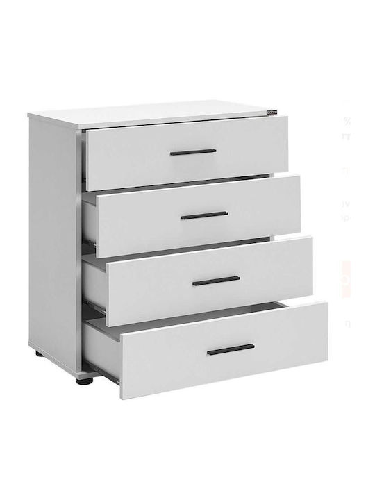White Wooden Chest of Drawers with 4 Drawers White 65x41x78cm