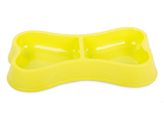 Plastic Bol Mâncare pentru Câine & Pisică pe Bază 2x 150ml 24.5cm în Culoare Galben
