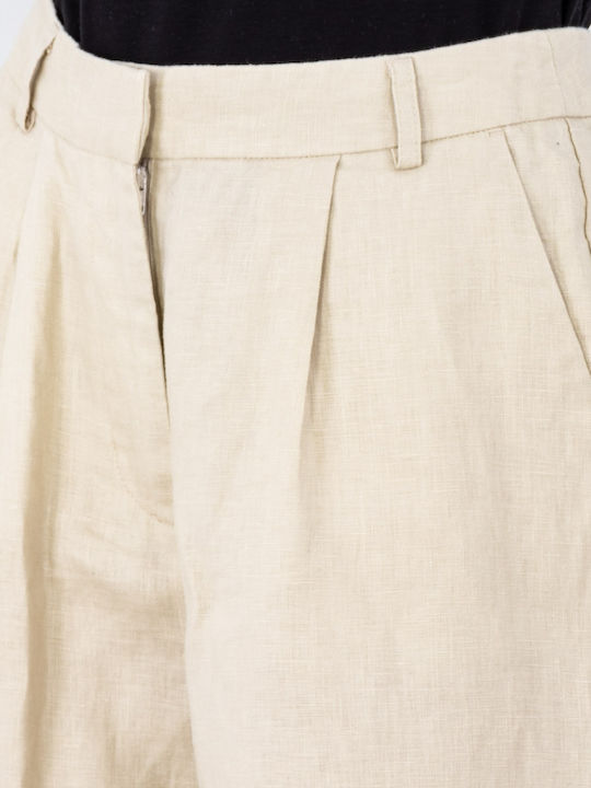 Women's Bermuda Shorts Linen Beige