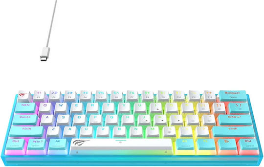 Havit KB877L Gaming Μηχανικό Πληκτρολόγιο 60% με Custom διακόπτες και RGB φωτισμό (Αγγλικό US) Blue/White