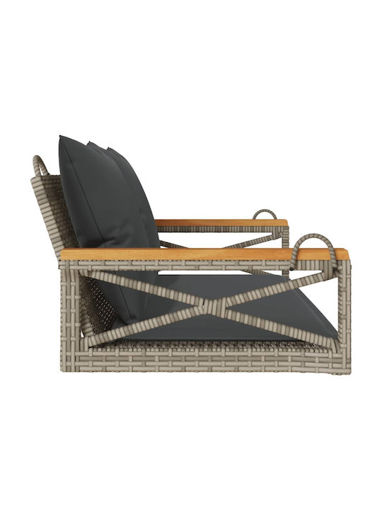 Rattan Swing Gray with 110kg Maximum Weight Capacity L109xW62xH40cm