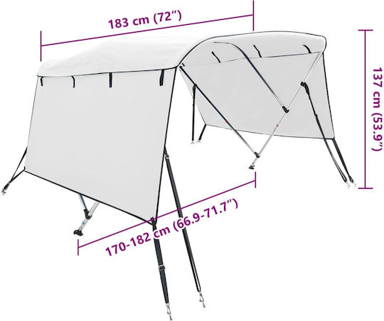 vidaXL Tenta Barca Aluminiu Alb Culoare
