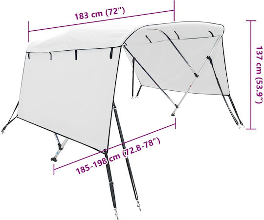 vidaXL Aluminium Boat Canopy L183xW137cm White