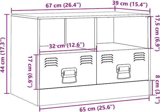 TV-Ständer Metall Senfgelb M67xT39xH44cm