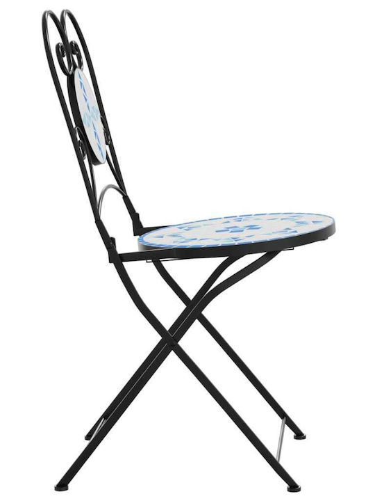 Scaun de exterior Metalic Albastru 2buc 38x45.5x89.5cm