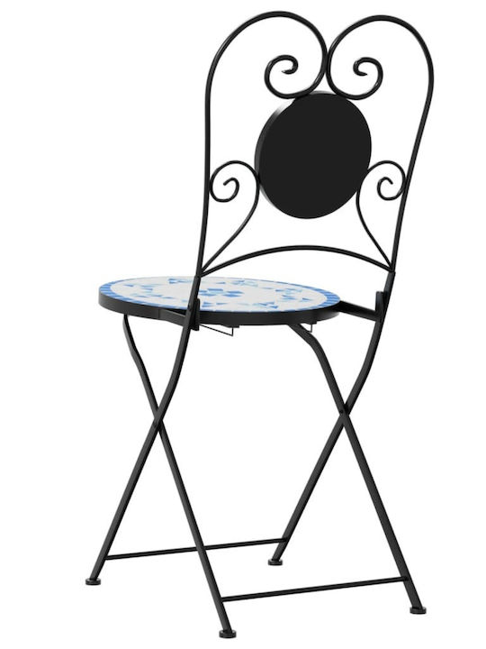Scaun de exterior Metalic Albastru 2buc 38x45.5x89.5cm
