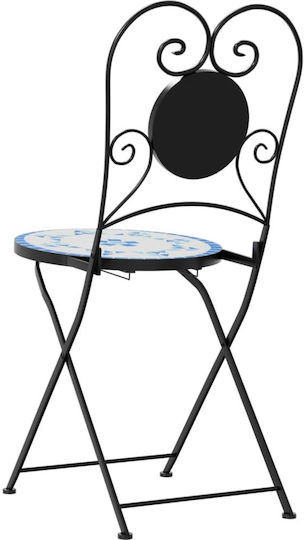 Outdoor Chair Metallic Blue 2pcs 38x45.5x89.5cm