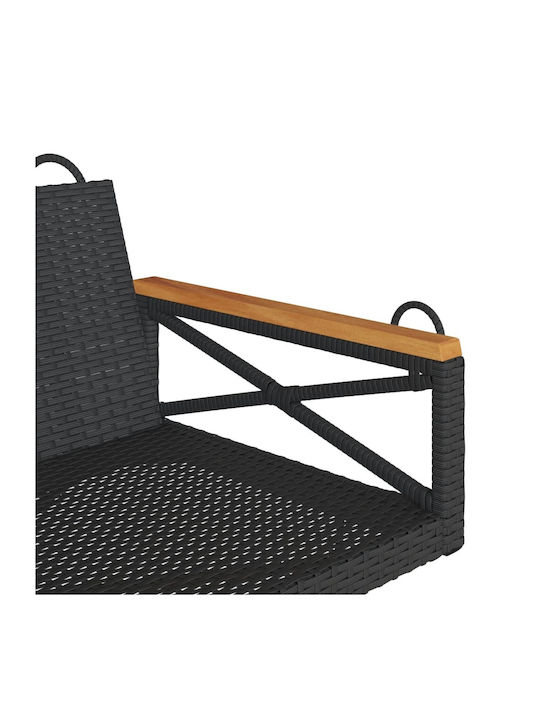 Rattan Swing Black with 110kg Maximum Weight Capacity L109xW62xH40cm