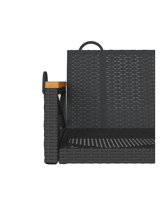 Rattan Swing Black with 110kg Maximum Weight Capacity L109xW62xH40cm