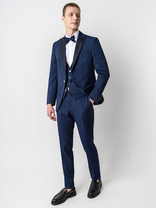 19V69 Men's Suit with Vest NAVY 07.33.ADRIANO