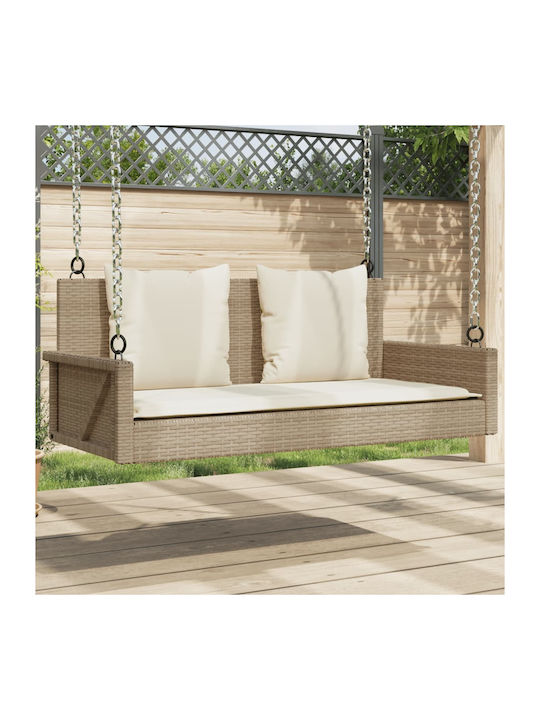 Rattan Swing Beige with 110kg Maximum Weight Capacity L119xW56xH48cm