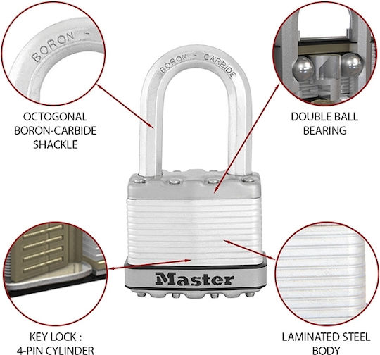 Master Lock Excell Бронзово Лукето Заключване на скоба с ключ 52мм 1бр