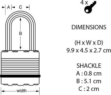Master Lock Excell Steel Padlock Brass with Key 45mm 1pcs